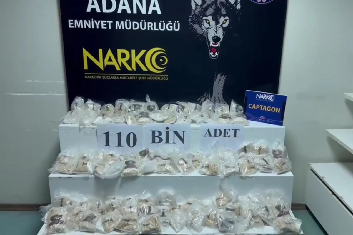 Adana&rsquo;da 110 bin captagon hap ele ge&ccedil;irildi