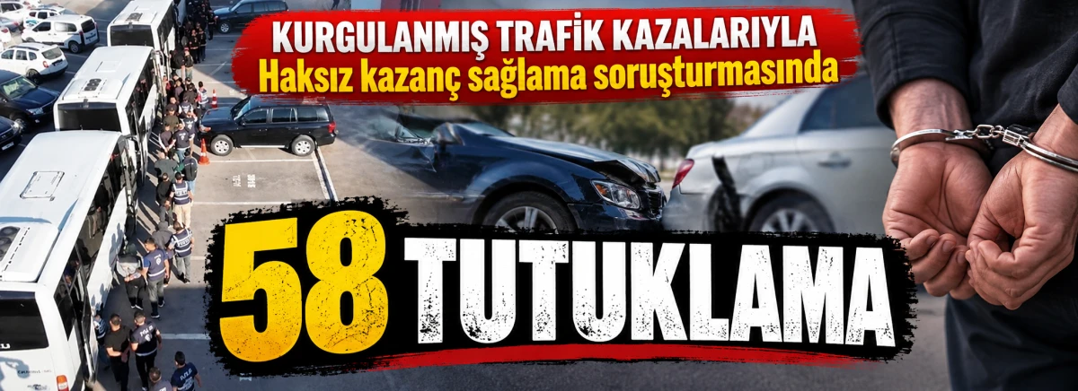 Kurgulanmış trafik kazalarıyla haksız kazan&ccedil; sağlama soruşturmasında 58 tutuklama