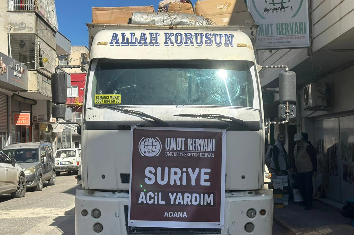 Umut Kervanı Adana&rsquo;dan Suriye&rsquo;ye yardım tırı yolladı